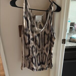 Women's Animal Print Tank Top - Black and Tan